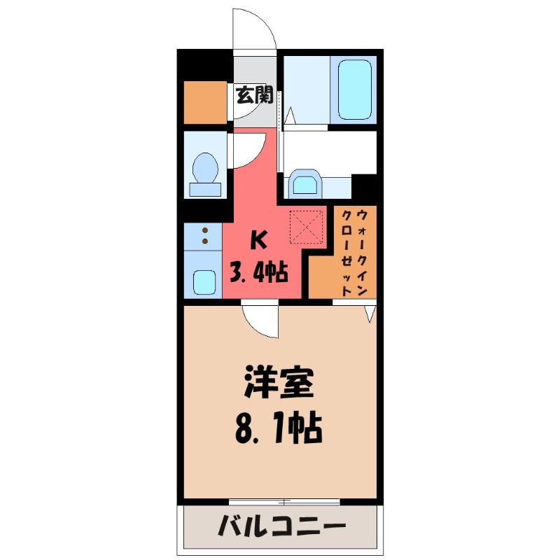 オペラハウス宮子(1K/2階)の間取り写真