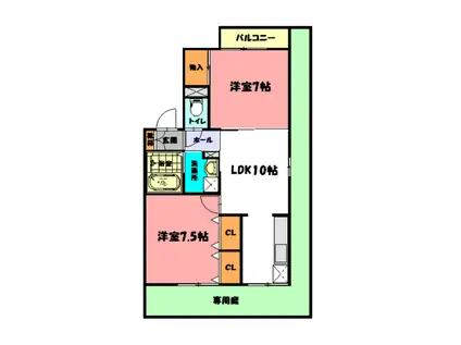 セジュール西明石(2LDK/1階)の間取り写真