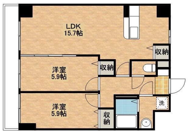 ソレイユ御蔵町(2LDK/1階)の間取り写真