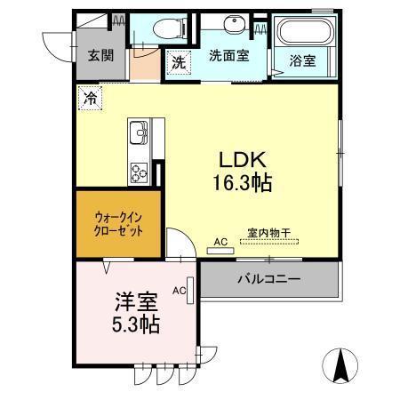 D-ROOMセレーノ(1LDK/3階)の間取り写真