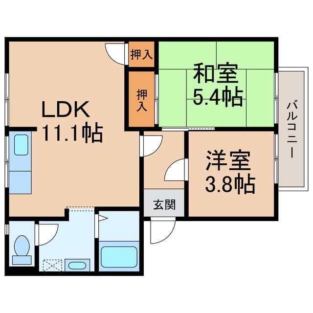 ＪＲ和歌山線 岩出駅 徒歩23分 2階建 築37年(2LDK/2階)の間取り写真