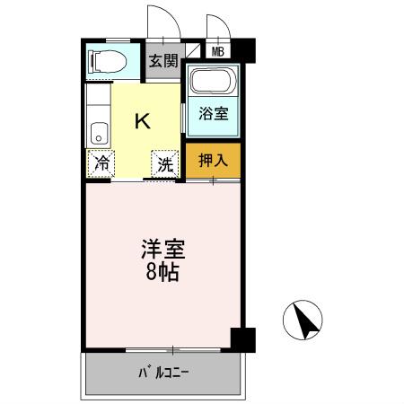 棒屋第2城北ハイツ(1K/2階)の間取り写真