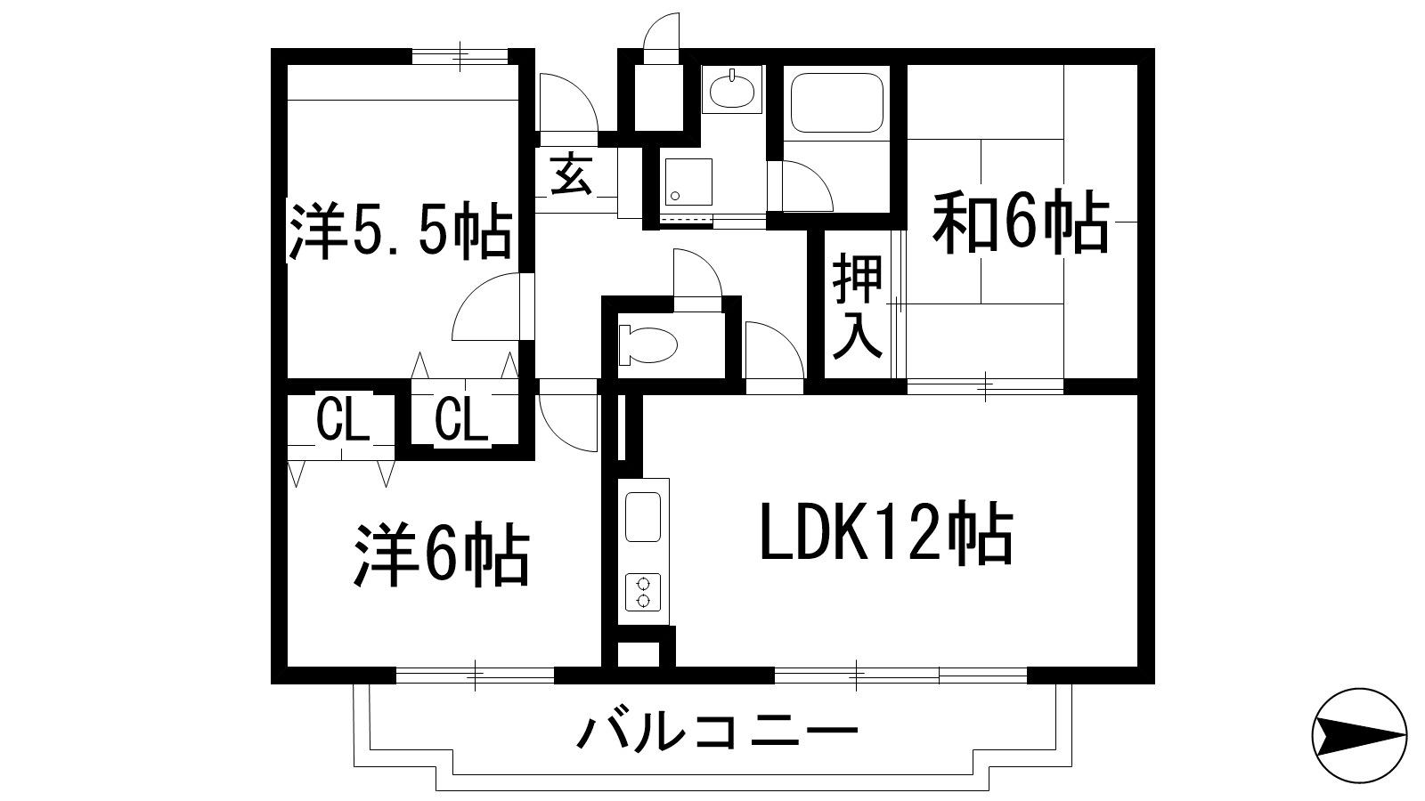 ベルクオーレ上池田(3LDK/2階)の間取り写真