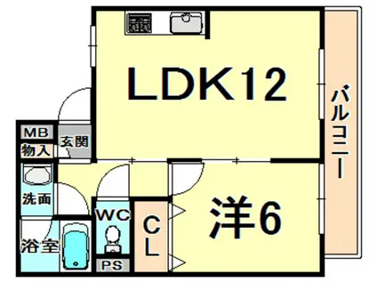 ミスターK北武庫之荘(1LDK/2階)の間取り写真