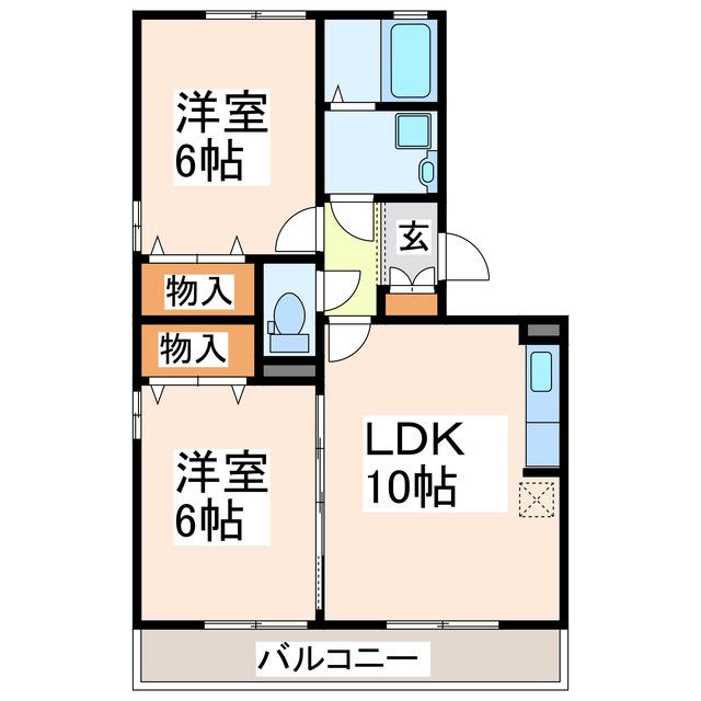 マウンテンクレストヴュー(2LDK/1階)の間取り写真