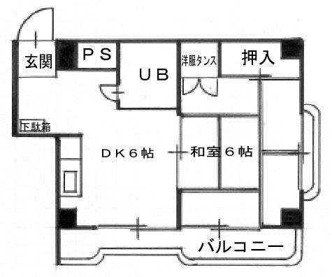 大蔵マンション博多(1DK/3階)の間取り写真