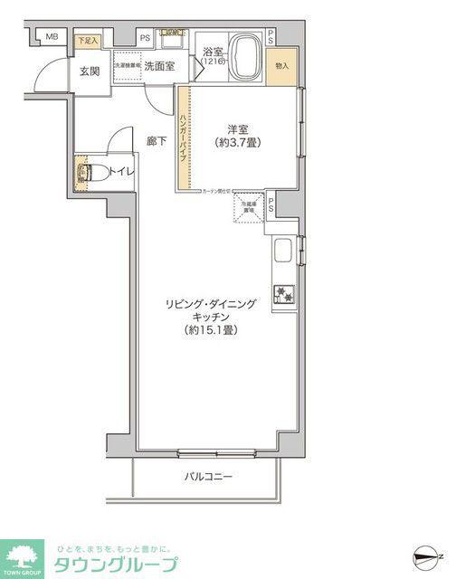 タイズ住吉(1LDK/2階)の間取り写真
