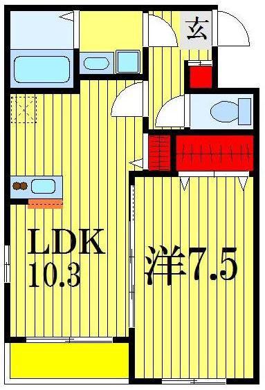 カーサメイプル千葉中央(1LDK/2階)の間取り写真