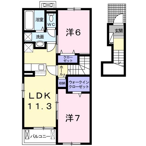 ルビア A(2LDK/2階)の間取り写真