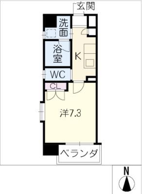 アールズタワー宝が丘(1K/4階)の間取り写真