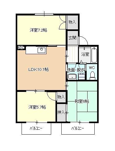 サティスフェール(3LDK/2階)の間取り写真