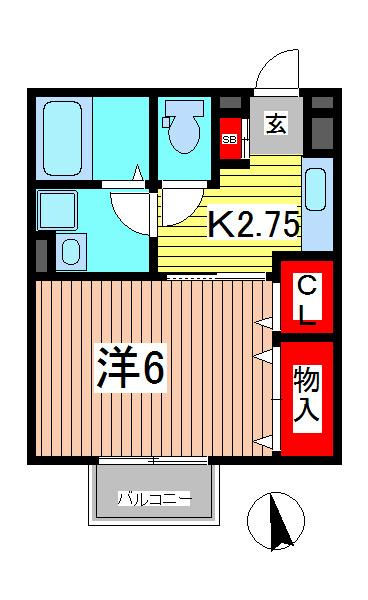 ヴェルドミール(1K/1階)の間取り写真