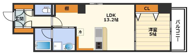 ジューム南森(1LDK/4階)の間取り写真