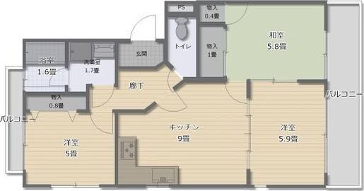アーバン三幸(3DK/2階)の間取り写真
