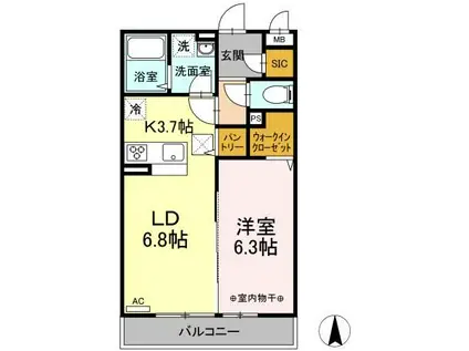 ベルティックIII(1LDK/1階)の間取り写真