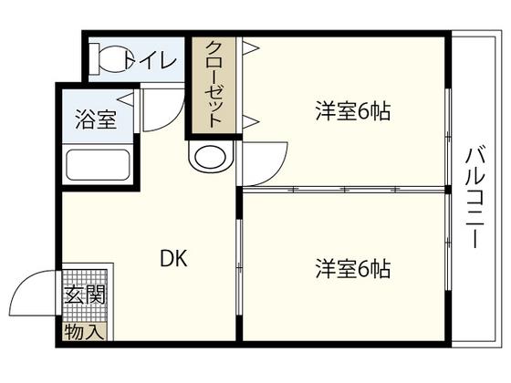 BAUHAUS本川(2DK/5階)の間取り写真