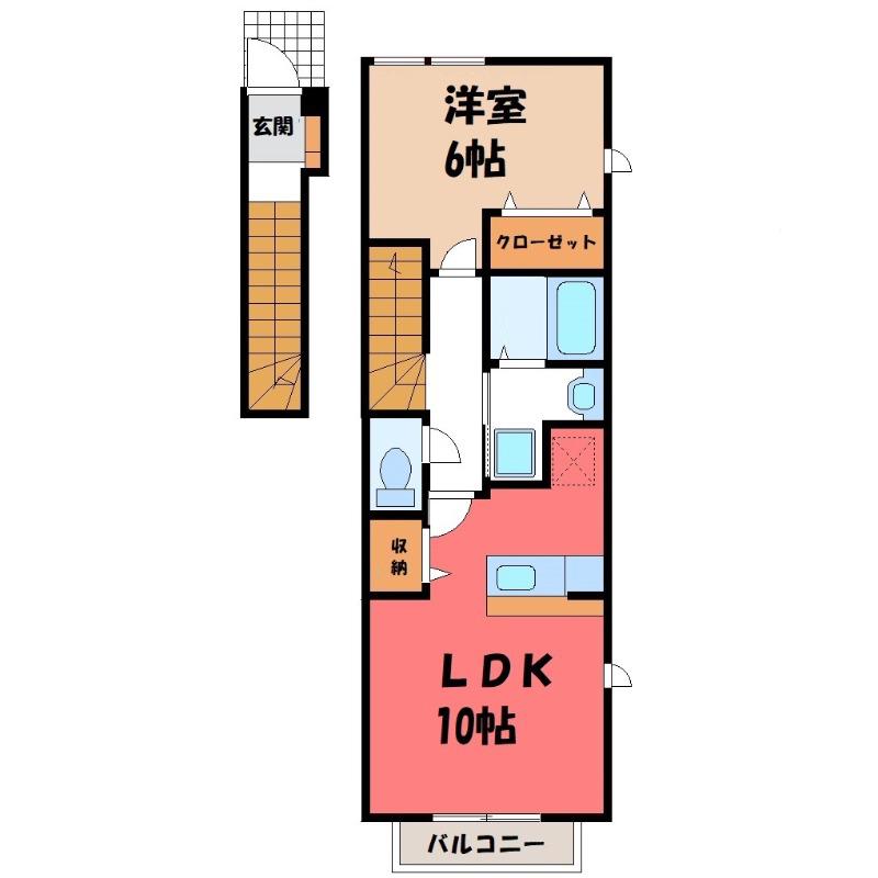 フェリーチェI(1LDK/2階)の間取り写真