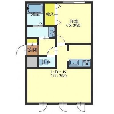 ペラッツィ梁川(1LDK/1階)の間取り写真