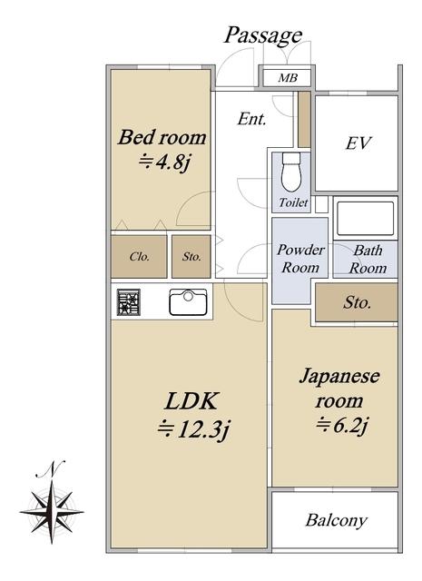 赤堤シティハウス(2LDK/3階)の間取り写真