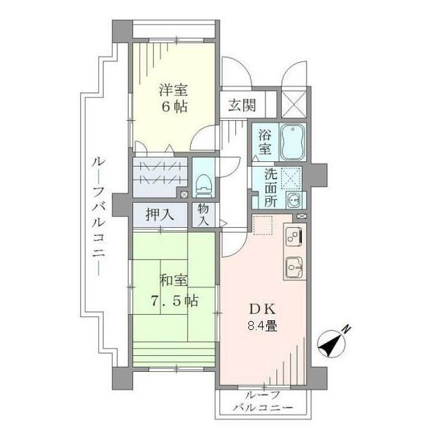 ベルメゾン瑞江(2DK/4階)の間取り写真