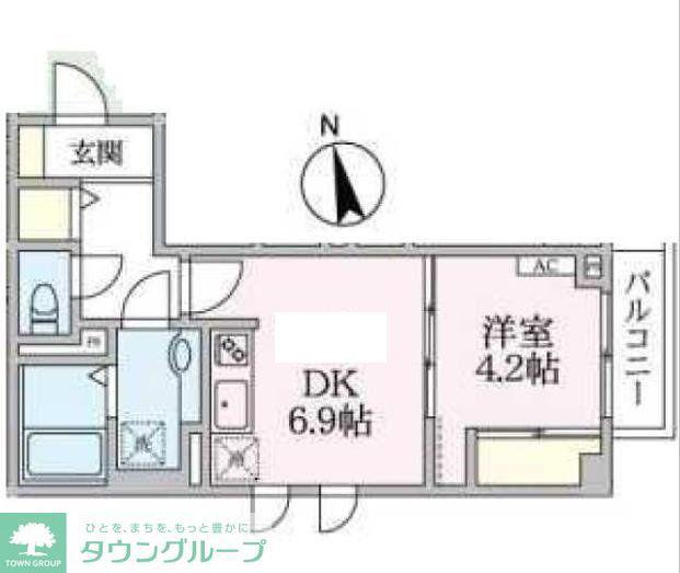 アローマ王子本町(1DK/2階)の間取り写真