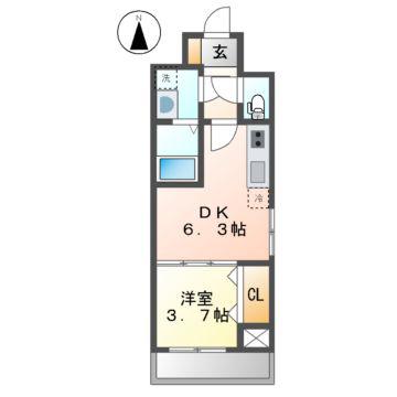 エスリードレジデンス東別院マークス(1DK/13階)の間取り写真