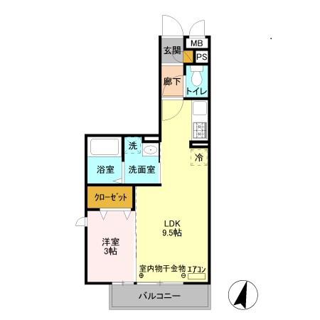 グランツ(1LDK/2階)の間取り写真