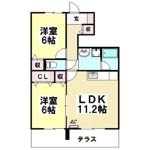 ジェンティーレ(2LDK/1階)の間取り写真
