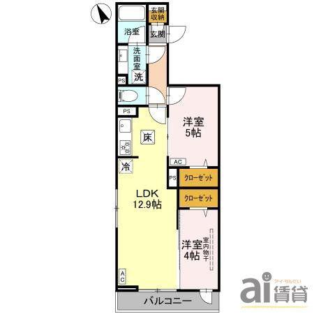 D-SERENOくすのき台(2LDK/2階)の間取り写真