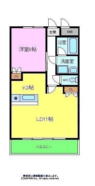 アプローズ狭山(1LDK/2階)の間取り写真