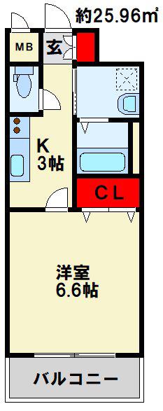 MDIミルファルコ下曽根駅前(1K/2階)の間取り写真