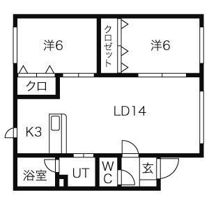 バティール本通II(2LDK/3階)の間取り写真