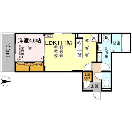 クランツ朝生田(1LDK/2階)の間取り写真