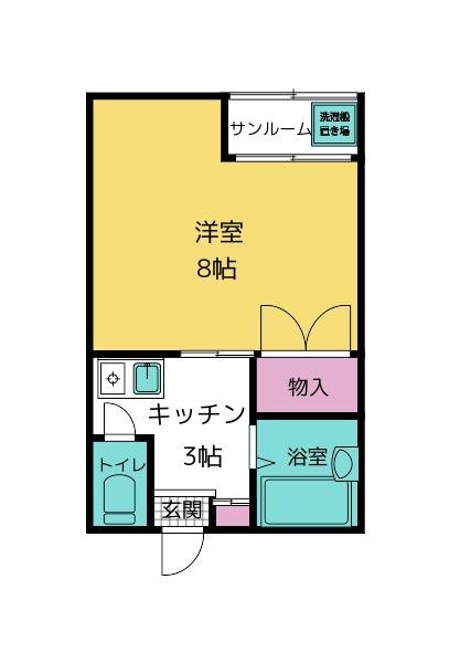ペルシェール(1K/1階)の間取り写真