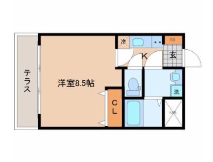 BLESSED LIFE花京院(1K/3階)の間取り写真