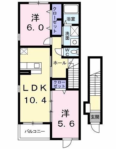 ヴァン フォーレII(2LDK/2階)の間取り写真