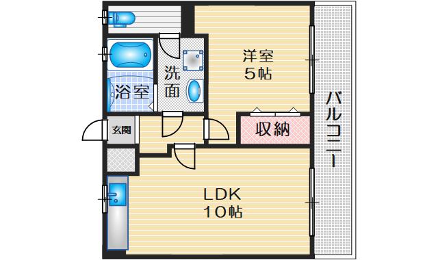 稲野第一ハイツ(1LDK/4階)の間取り写真