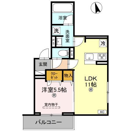 DS阿保(1LDK/2階)の間取り写真