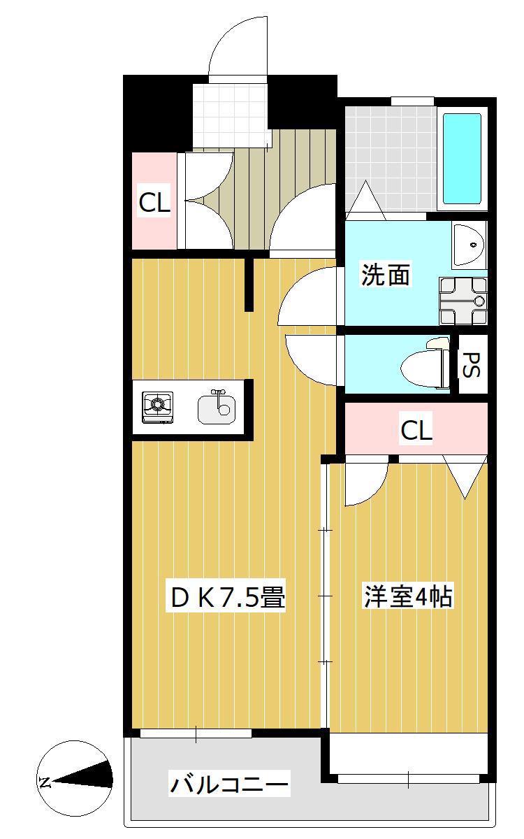 みついビル(1DK/4階)の間取り写真