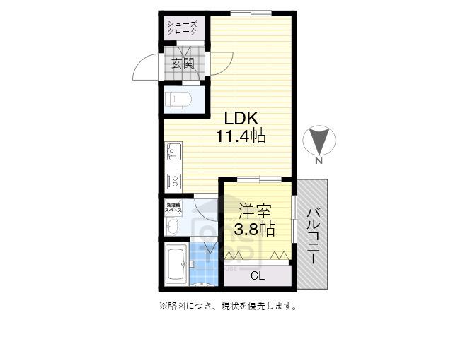 HALU豊中(1LDK/2階)の間取り写真