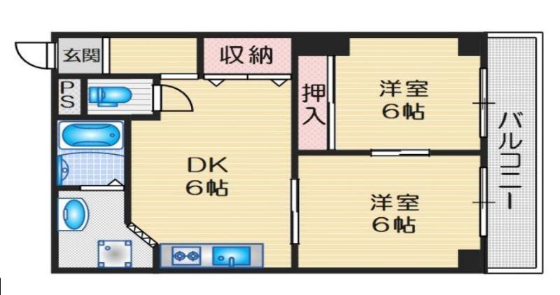 麻田レインボーハイツ(2DK/4階)の間取り写真