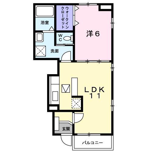 プリムヴェールA(1LDK/1階)の間取り写真