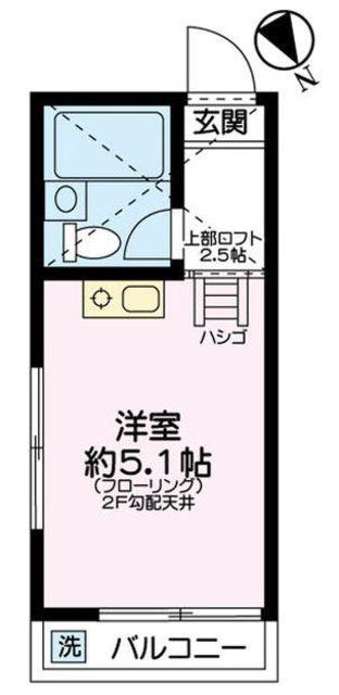 サカエハイツ(ワンルーム/2階)の間取り写真
