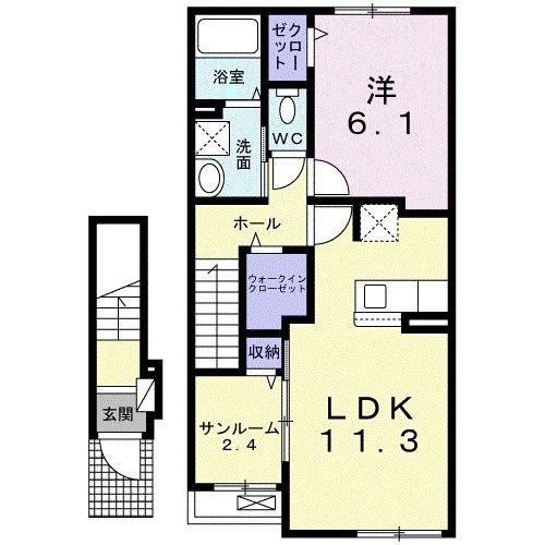アルバ上松葉(1LDK/2階)の間取り写真