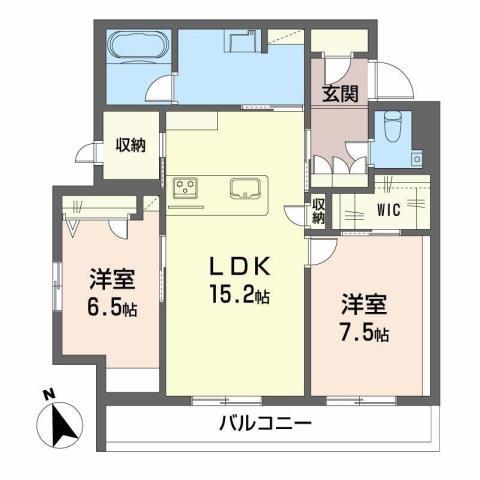 プレミアス赤坂けやき通(2LDK/3階)の間取り写真