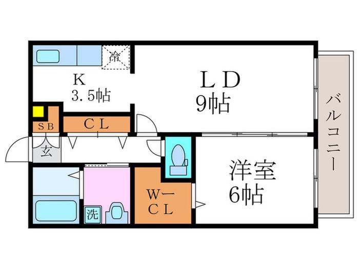 セゾン・COCON(1LDK/2階)の間取り写真