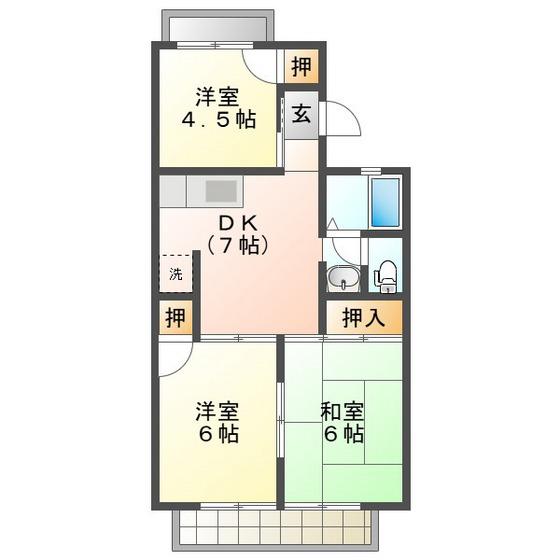 阿波屋ハイツ(3DK/1階)の間取り写真