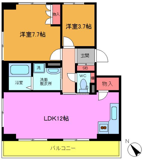 グロースメゾン海神 B棟(1SLDK/1階)の間取り写真