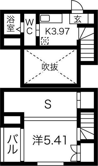 ヒューマンスクエア天昌寺(1SK/2階)の間取り写真