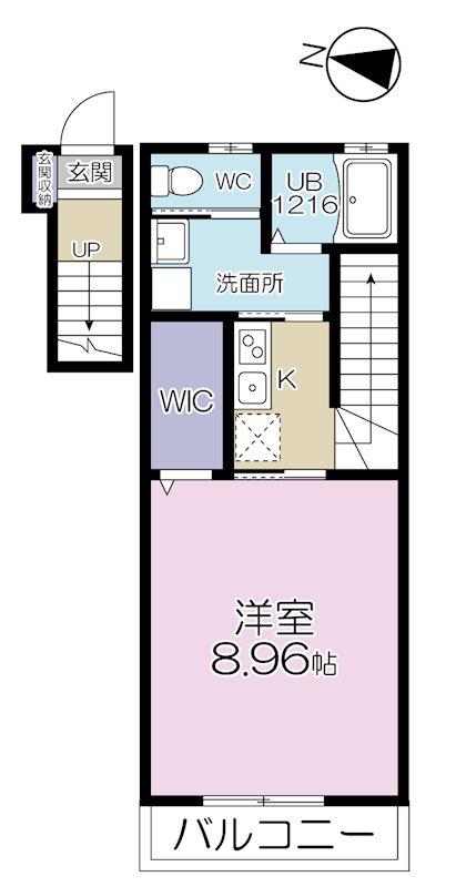 エスパーダ小竹町(1K/2階)の間取り写真